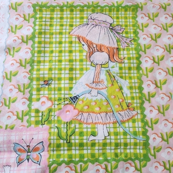 70s Katie’s Patchwork by Sears Holly Hobbie Style Twin Flat Sheet by Sears - Picture 6 of 9